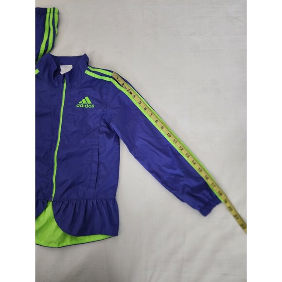 Adidas Girls Blue/Green Petal Ruffle Hem Zip Windbreaker Track Jacket Size 6 - Picture 13 of 14